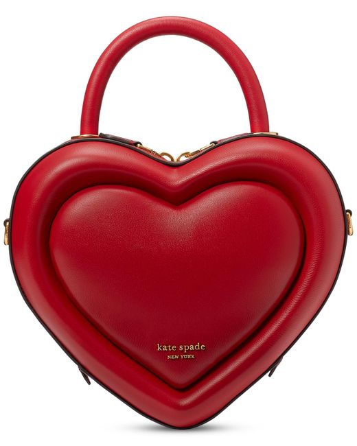 Kate Spade Red Pitter Patter Smooth Leather 3d Heart Crossbody