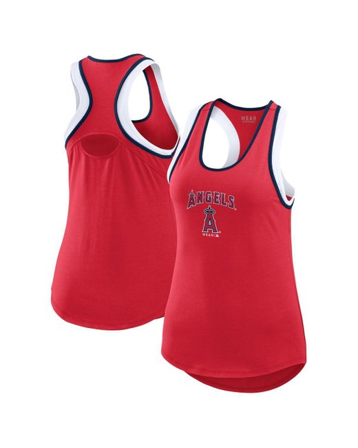 WEAR by Erin Andrews Red Los Angeles Angels Color Block Racerback Tank Top