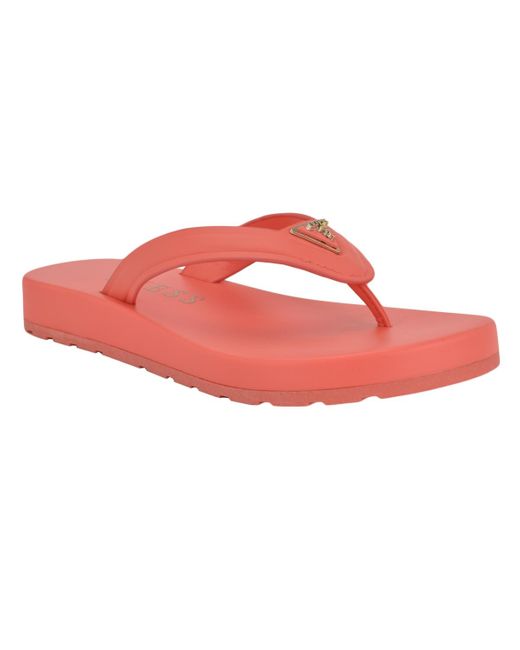 Guess Pink Candry Triangle Logo Eva Thong Flip Flop Sandals