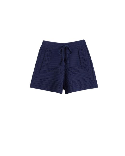 Chinti & Parker Blue Cotton Crochet Short