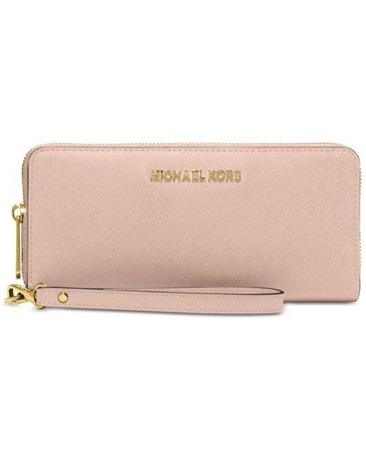 Michael Kors Jet Set Tavel Leather Continental Wallet - Soft Pink
