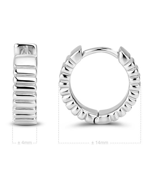 DEVATA White Ribbed Hoop Earrings