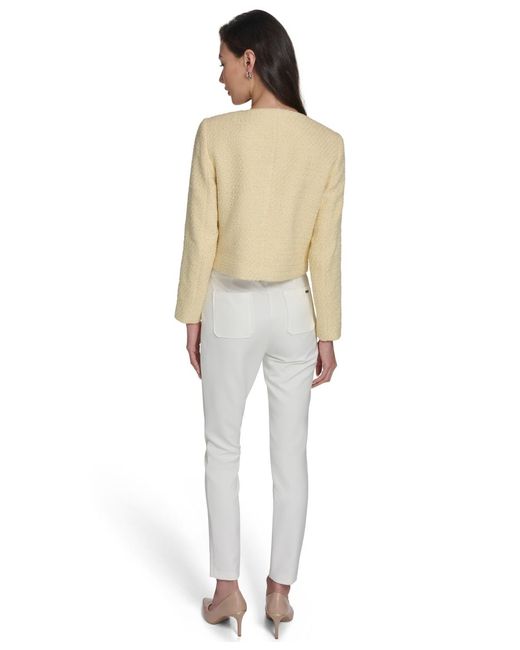 Calvin Klein Natural Long-sleeve Collarless Tweed Jacket