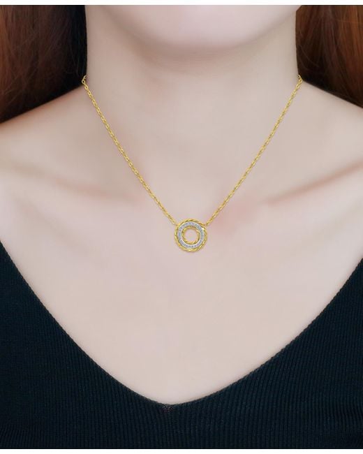 Giani Bernini Metallic Cubic Zirconia Rope Framed Circle Pendant Necklace