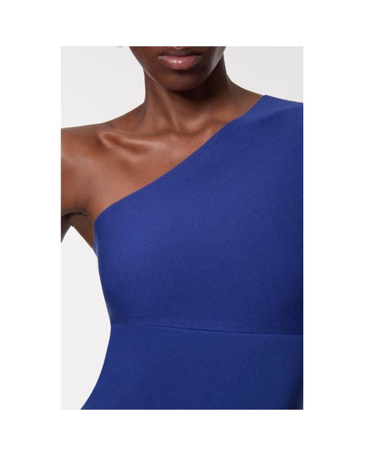 Karen Millen Blue Knitted One Shoulder Dress