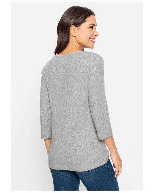 Olsen Gray 100% Cotton 3/4 Sleeve Studded T-shirt