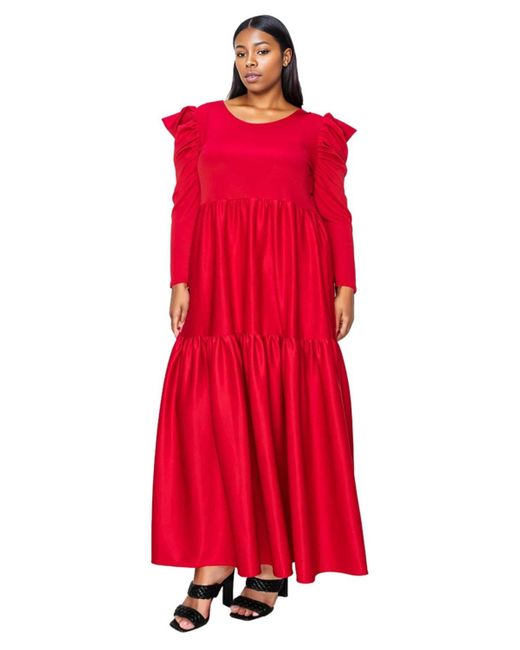 L I V D Red Plus Size Isabel Tie Maxi Dress