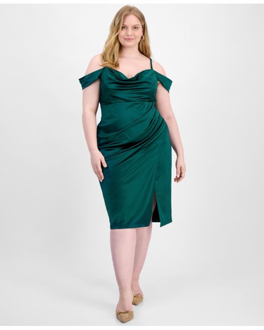green emerald velvet dress B DARLIN Womens Green Stretch Smocked Layered Hem Lined Short Sleeve S –  Bobbi + Bricka main image 1