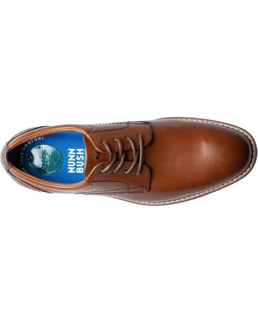 Nunn Bush Brown Centro Flex Plain Toe Oxfords for men