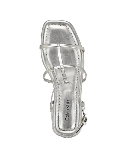 Calvin Klein White Sallia Strappy Caged Flat Sandals