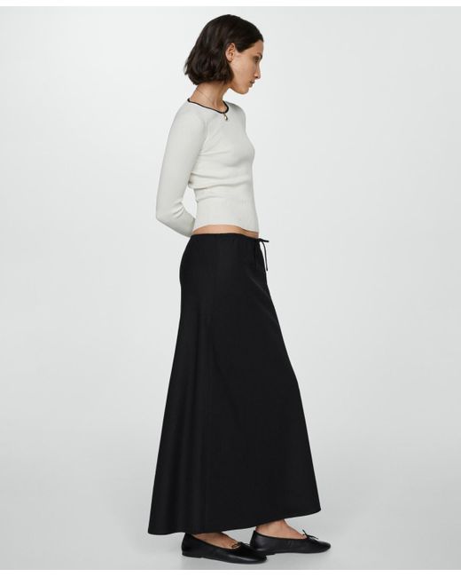 Mango Black Long Adjustable Bow Skirt