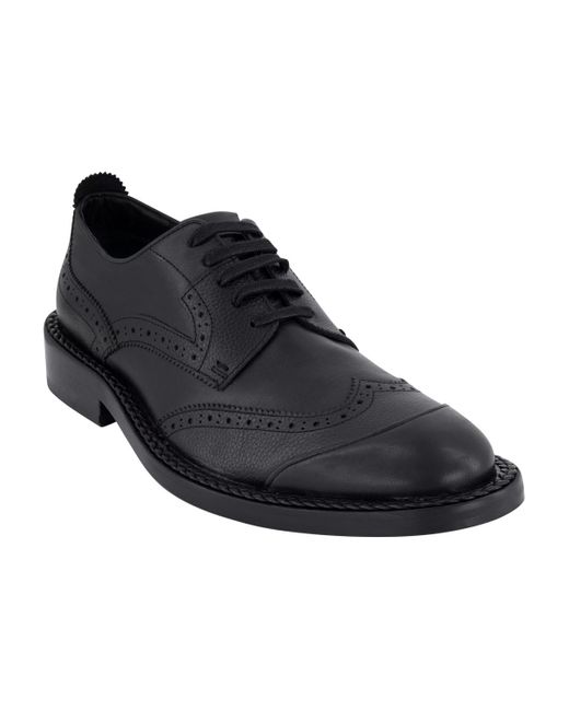 Karl Lagerfeld Black Leather Wingtip Dress Shoes for men