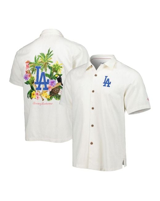 Tommy Bahama White Los Angeles Dodgers Go Big Or Go Home Camp Button-up Shirt for men