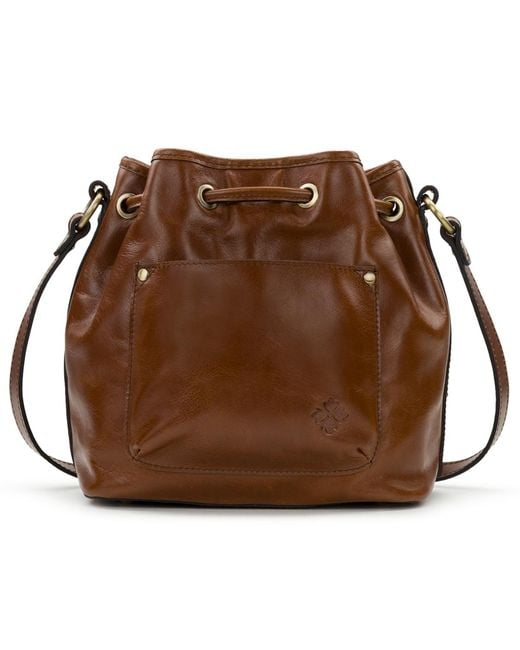 Patricia Nash Brown Bellona Small Leather Weave Drawstring Bag