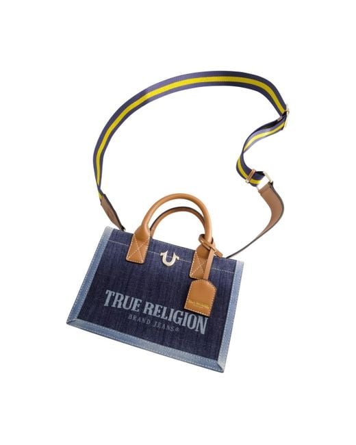 True Religion Blue Modern Edge Denim Tote