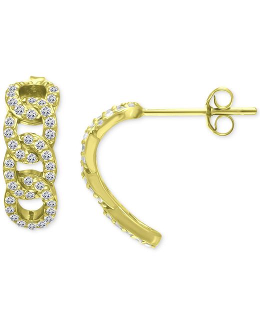 Giani Bernini Metallic Cubic Zirconia Pavé Chain Link Half Hoop Earrings, Created For Macy's