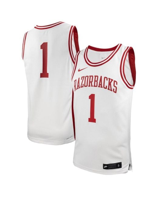 Nike White 1 Arkansas Razorbacks Replica Basketball Jersey for men