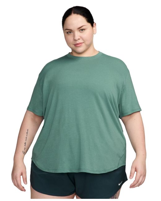Nike Green Plus Size One Relaxed Dri-fit Shorts-sleeve Top