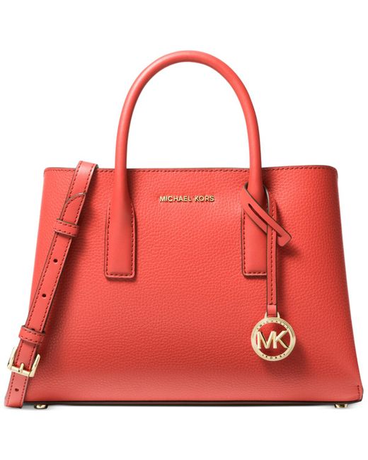 Michael Kors Red Michael Ruthie Small Leather Satchel