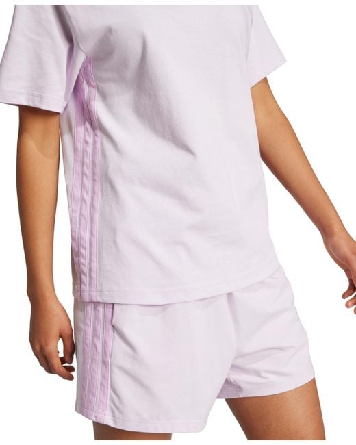 Adidas White Cotton Essentials 3-stripe T-shirt