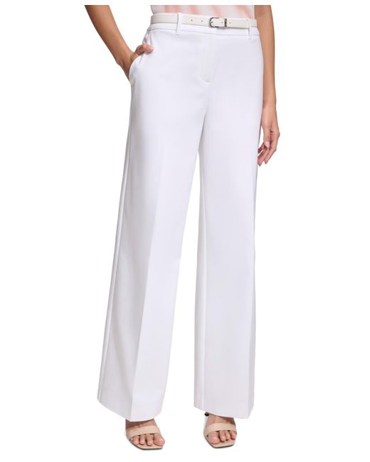 Calvin Klein White Belted Wide-leg Pants