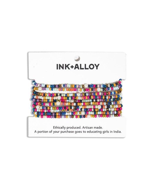 INK+ALLOY White Ink + Alloy Sage 10 Stranded Beaded Stackable Stretch Bracelets