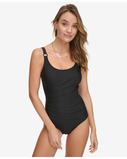 DKNY Black One-piece Starburst Swimsuit