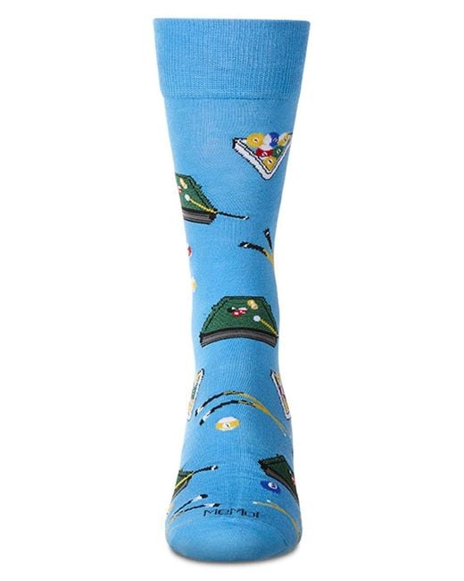 Memoi Blue Shoot Pool Crew Socks for men