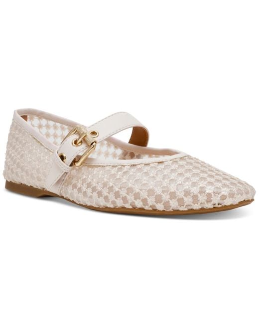 Dolce Vita White Mulaney Floral Lace Mesh Mary Jane Flats