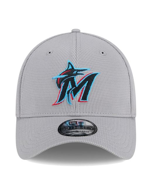 KTZ Gray Miami Marlins Active Pivot 39thirty Flex Hat for men