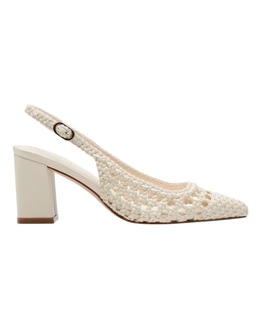 Marc Fisher Natural Zaiden Woven Block Heel Slingback Pumps