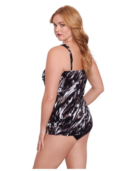 Miraclesuit Black Plus Size Mirage Underwire Drape-front Tankini Top