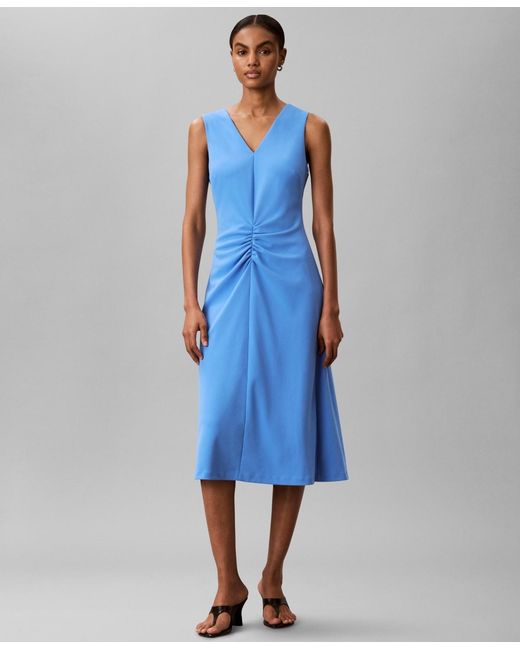 calvin klein blue satin dress Calvin Klein Women Dress Blue Formal Evening Sheath Satin Size 10 Sleeveless