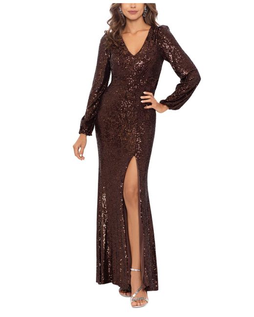 brown sequin gown