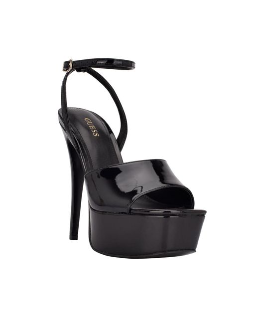 Guess Leather Taby Platform Dress Sandals in Black Patent (Black) Lyst