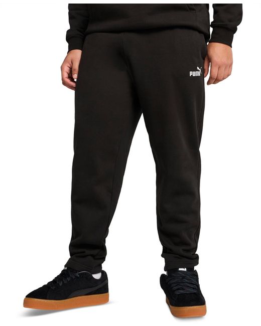 PUMA Black Logo Fleece Open Bottom Regular-fit Sweatpants for men