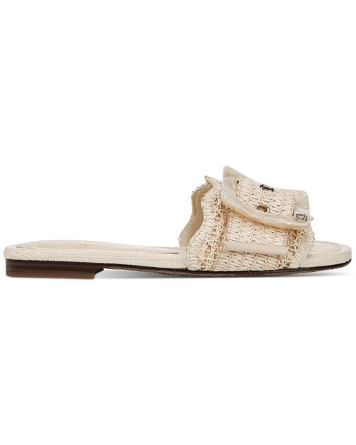 Sam Edelman White Bambi Raffia Buckle Slide Sandals