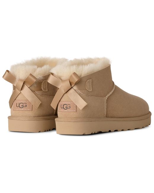 Ugg Natural Ultra Mini Bailey Bow Round Toe Booties