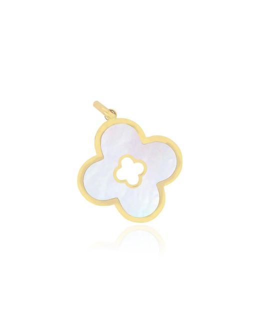 The Lovery Metallic Mother Of Pearl Clover Cut Out Charm 14k Gold
