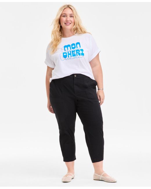 On 34th Blue Trendy Plus Size Tapered Ankle Pants