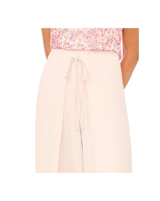 Cece Pink Overlap Tie Front Wide Leg Soft Pants