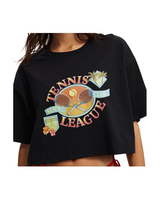 Cotton On Black Active Cropped Graphic Tee