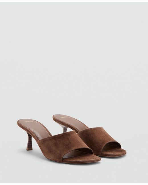 Mango Brown Suede Kitten Heel Sandals