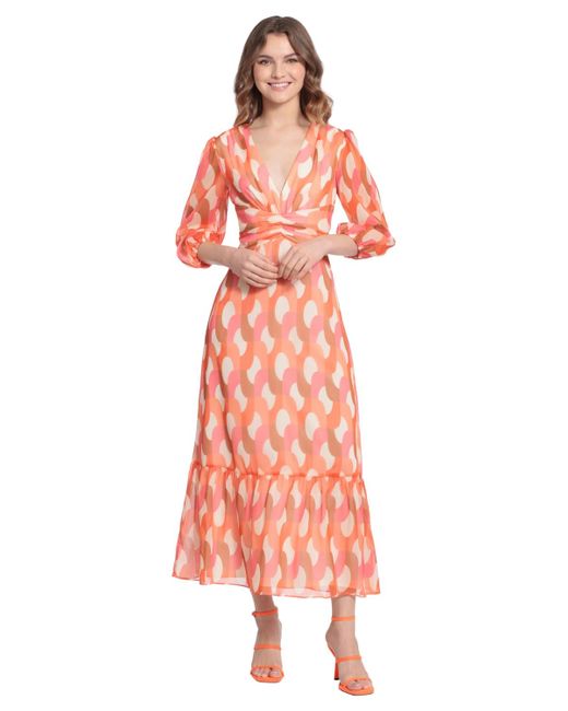 Donna Morgan Pink Geo-print Maxi Dress