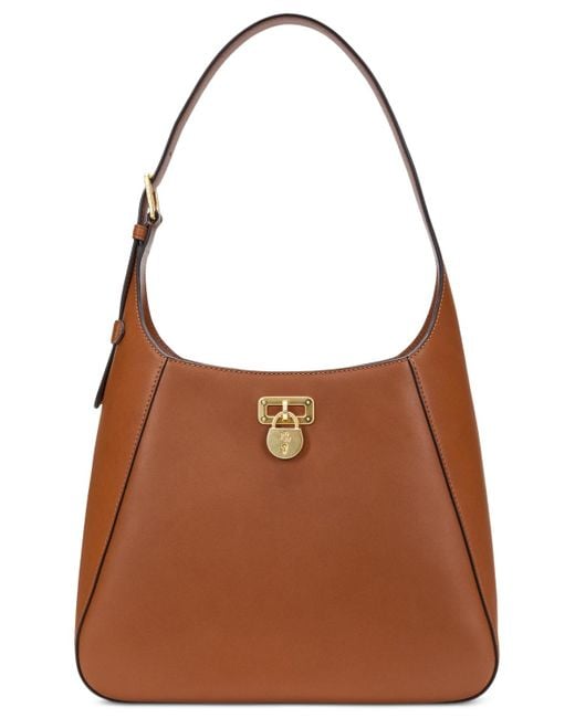 Ralph Lauren Brown Lauren Ralph Ner Medium Leather Shoulder Bag