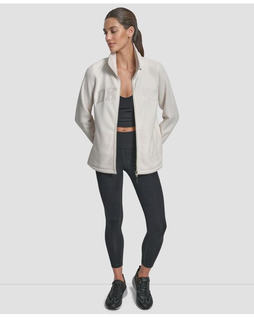 DKNY Gray Full-zip Varsity Logo Top