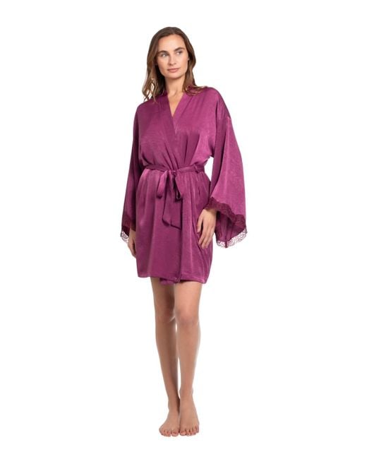 Linea Donatella V-neck Wrap Robe in Red | Lyst