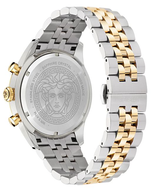 Versace Metallic Swiss Chronograph Two-tone Stainless Steel Bracelet Watch 44mm for men