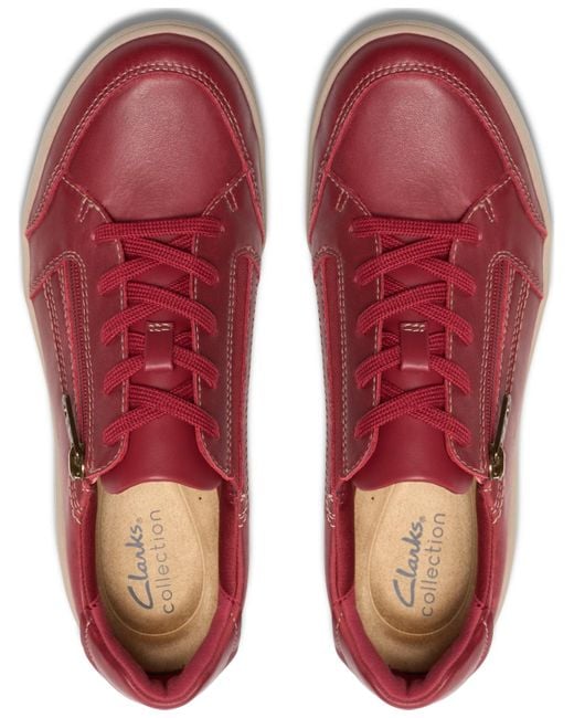 Clarks Red Bryianne Bayla Round Toe Sneakers