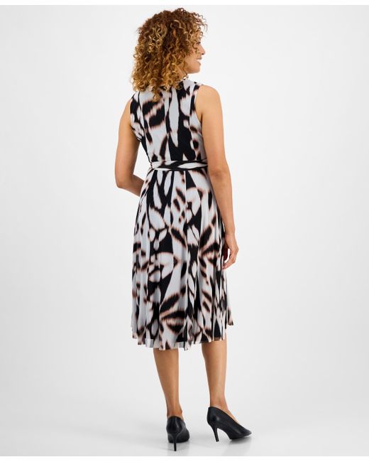 Sandra Darren White Petite Tiered Printed Midi Dress